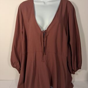 Torrid Blouse with Tie Front 2X Wild Ginger